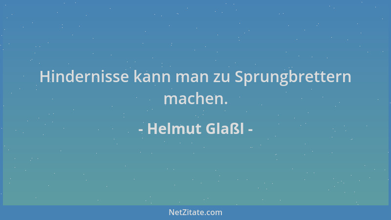 Helmut Glaßl - Hindernisse kann man zu Sprungbrettern machen....