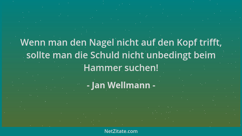 Jan Wellmann - Wenn man den Nagel nicht auf den Kopf trifft, sollte man die Schuld nicht unbedingt beim Hammer suchen!...