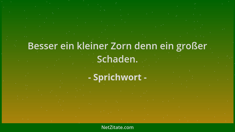 Sprichwort - Besser ein kleiner Zorn denn ein großer Schaden....