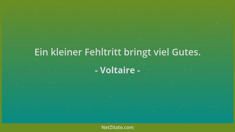 Voltaire - Ein kleiner Fehltritt bringt viel Gutes....