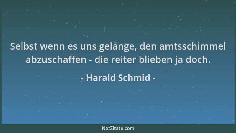 Harald Schmid - Selbst wenn es uns gelänge, den amtsschimmel abzuschaffen - die reiter blieben ja doch....