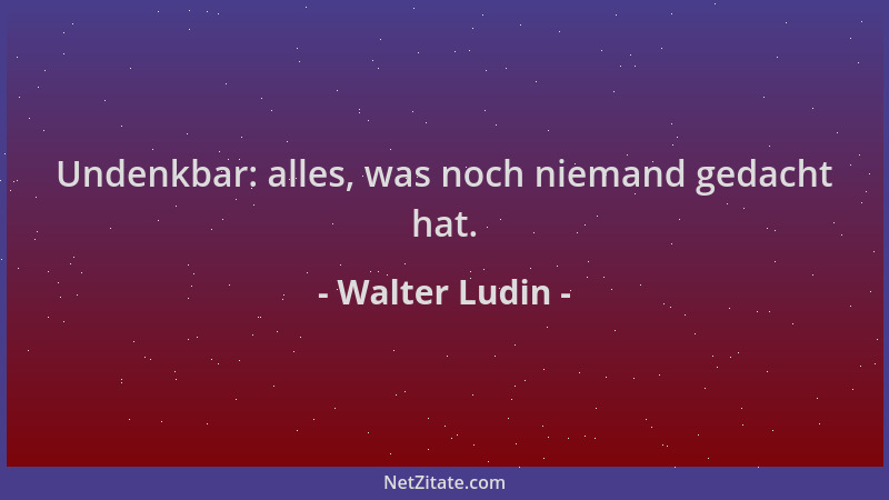 Walter Ludin - Undenkbar: alles, was noch niemand gedacht hat....