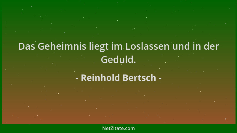 Reinhold Bertsch - Das Geheimnis liegt im Loslassen und in der Geduld....