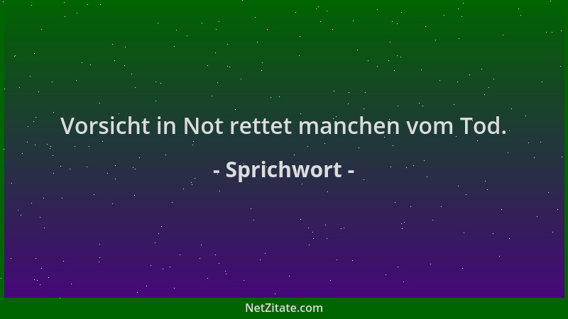 Sprichwort - Vorsicht in Not rettet manchen vom Tod....