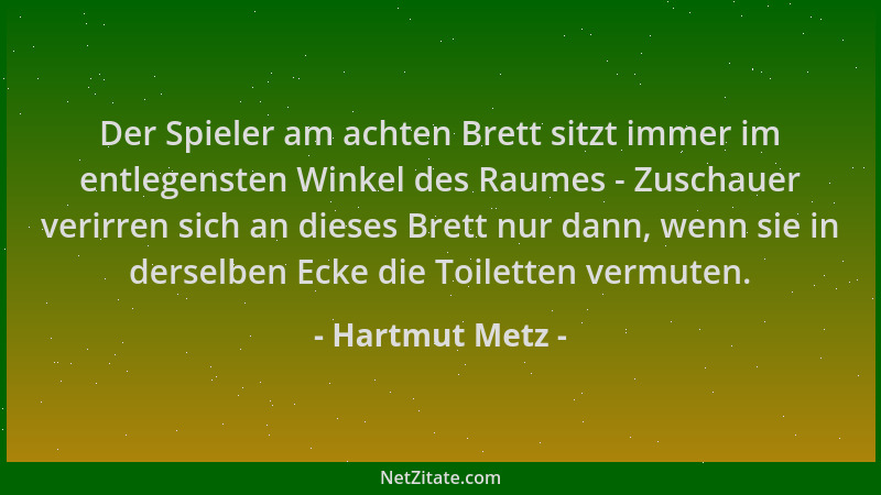 Hartmut Metz - Der Spieler am achten Brett sitzt immer im entlegensten Winkel des Raumes - Zuschauer verirren sich an diese...