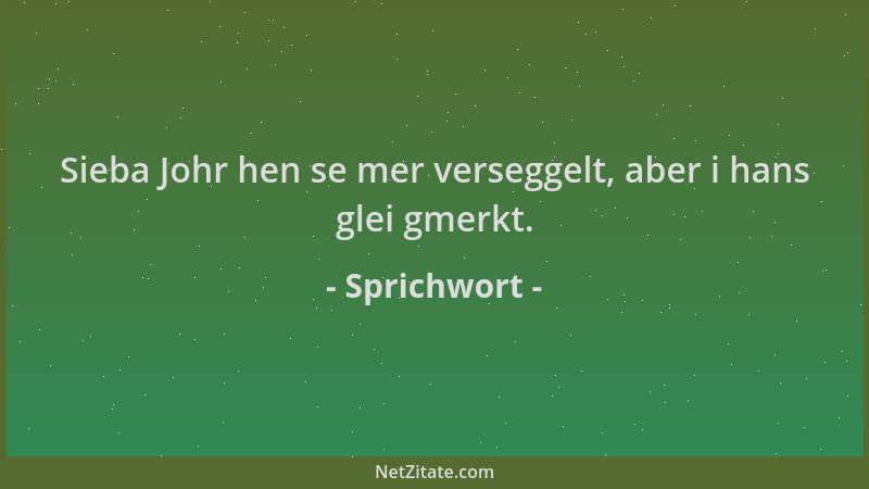 Sprichwort - Sieba Johr hen se mer verseggelt, aber i hans glei gmerkt....