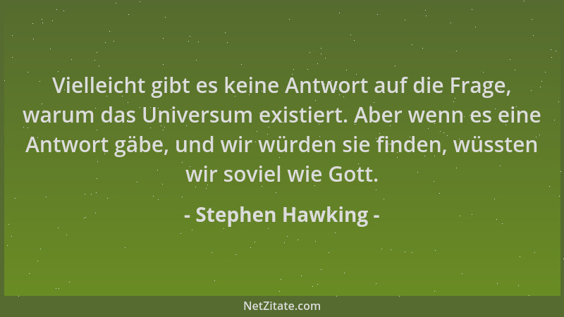 Stephen Hawking - Vielleicht gibt es keine Antwort auf die Frage, warum das Universum existiert. Aber wenn es eine Antwort...