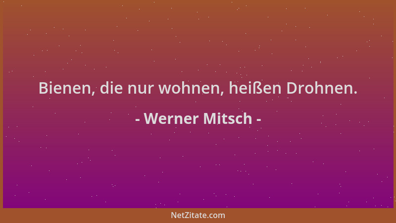 Werner Mitsch - Bienen, die nur wohnen, heißen Drohnen....