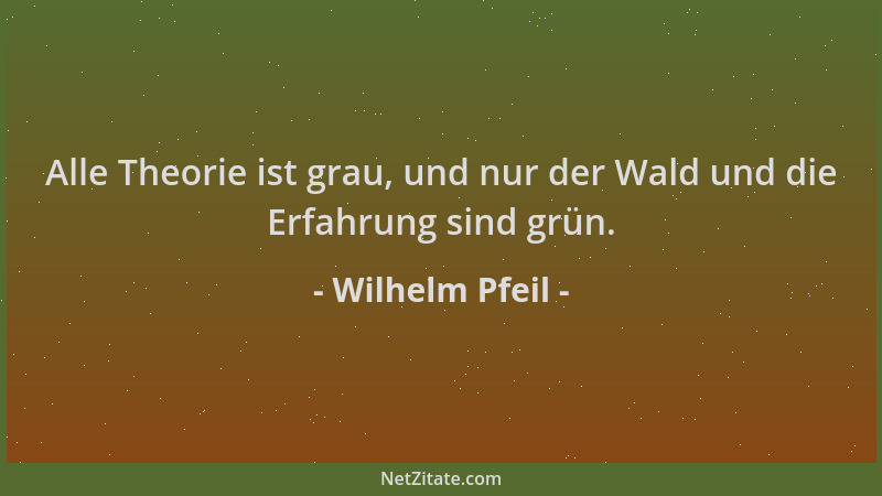 Wilhelm Pfeil - Alle Theorie ist grau, und nur der Wald und die Erfahrung sind grün....