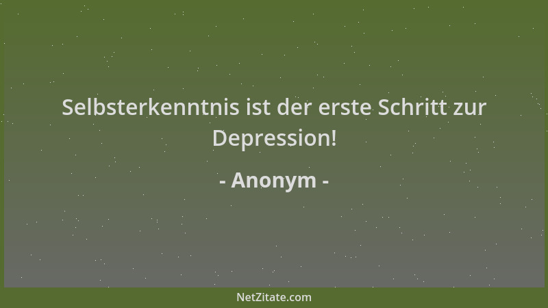 Anonym - Selbsterkenntnis ist der erste Schritt zur Depression!...