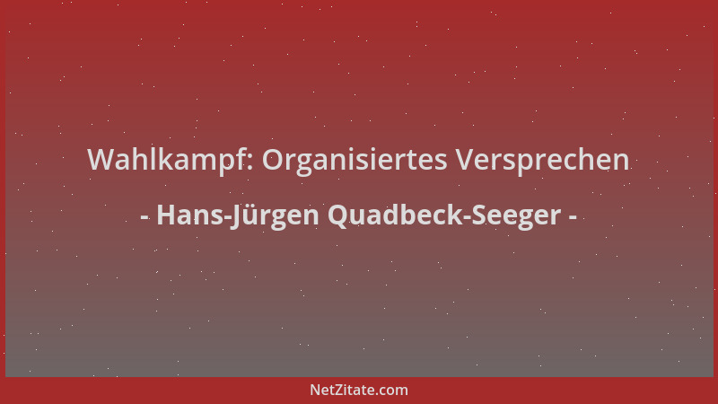 Hans-Jürgen Quadbeck-Seeger - Wahlkampf: Organisiertes Versprechen...