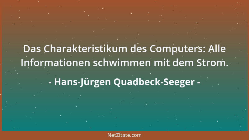 Hans-Jürgen Quadbeck-Seeger - Das Charakteristikum des Computers: Alle Informationen schwimmen mit dem Strom....
