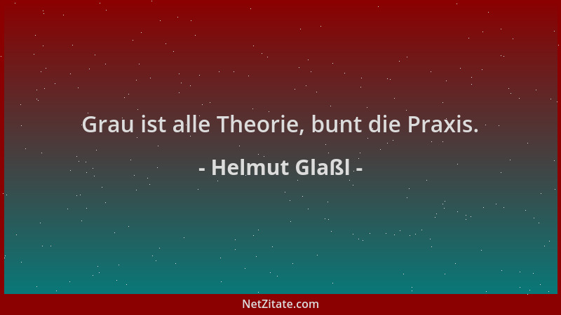 Helmut Glaßl - Grau ist alle Theorie, bunt die Praxis....