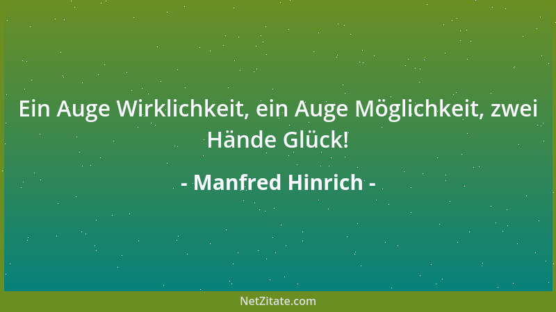 Manfred Hinrich - Ein Auge Wirklichkeit, ein Auge Möglichkeit, zwei Hände Glück!...