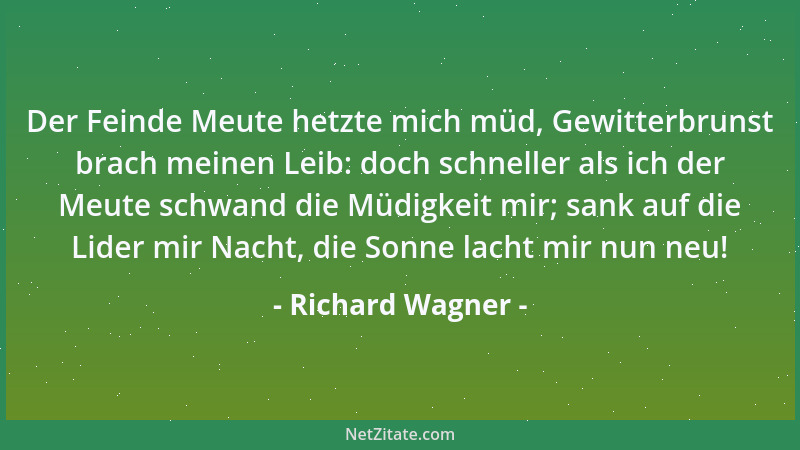 Richard Wagner - Der Feinde Meute hetzte mich müd, Gewitterbrunst brach meinen Leib: doch schneller als ich der Meute schwa...