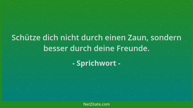 Sprichwort - Schütze dich nicht durch einen Zaun, sondern besser durch deine Freunde....