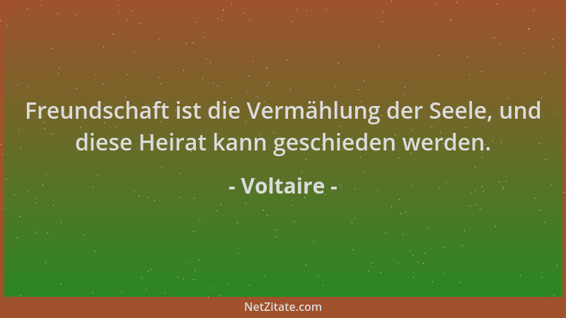 Voltaire - Freundschaft ist die Vermählung der Seele, und diese Heirat kann geschieden werden....