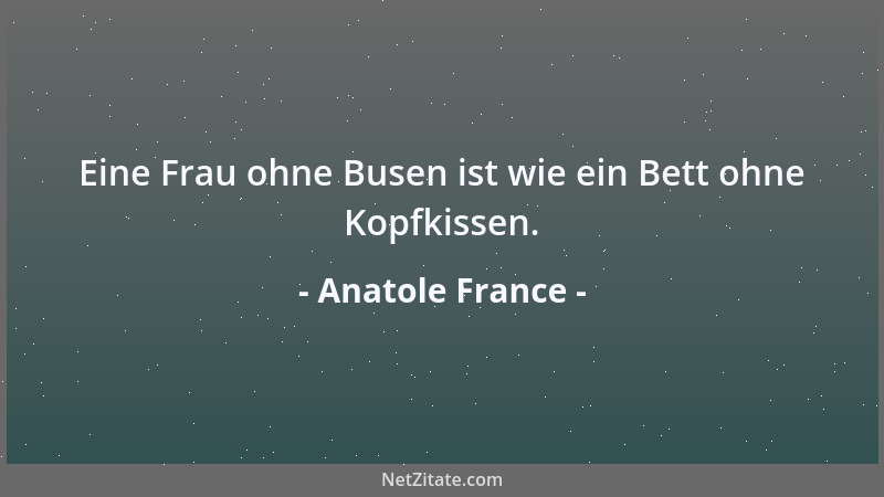 Anatole France - Eine Frau ohne Busen ist wie ein Bett ohne Kopfkissen....