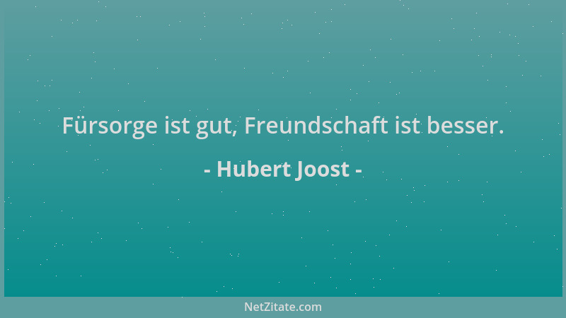 Hubert Joost - Fürsorge ist gut, Freundschaft ist besser....