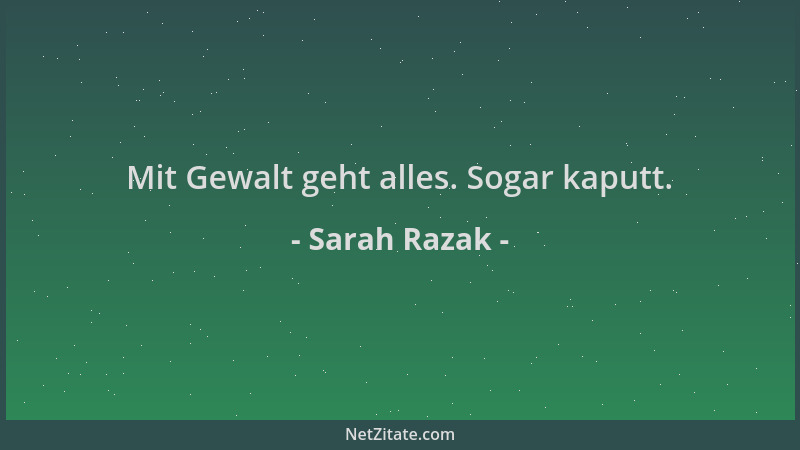 Sarah Razak - Mit Gewalt geht alles. Sogar kaputt....