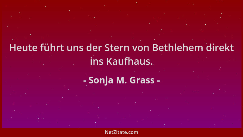 Sonja M. Grass - Heute führt uns der Stern von Bethlehem direkt ins Kaufhaus....