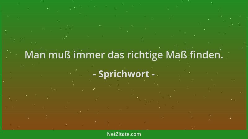 Sprichwort - Man muß immer das richtige Maß finden....