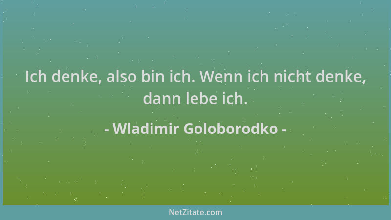 Wladimir Goloborodko - Ich denke, also bin ich. Wenn ich nicht denke, dann lebe ich....