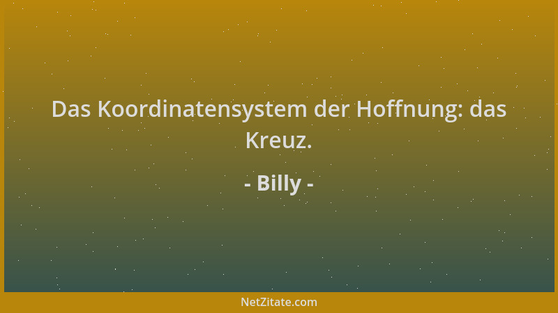 Billy - Das Koordinatensystem der Hoffnung: das Kreuz....