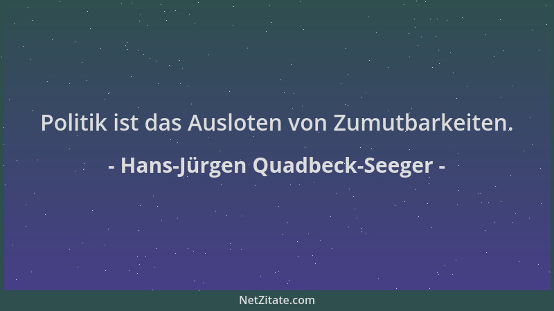 Hans-Jürgen Quadbeck-Seeger - Politik ist das Ausloten von Zumutbarkeiten....