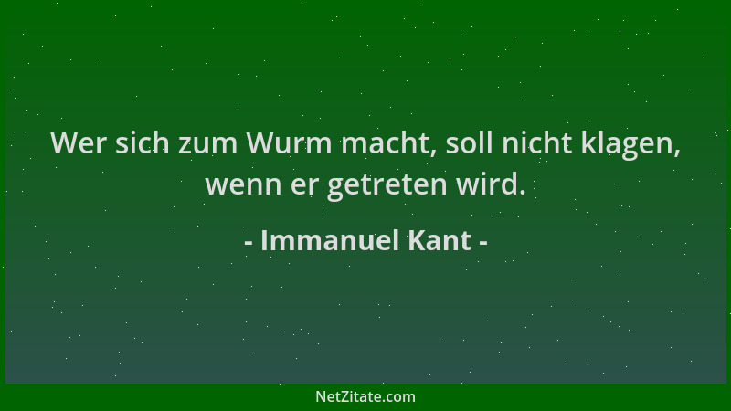 Immanuel Kant - Wer sich zum Wurm macht, soll nicht klagen, wenn er getreten wird....