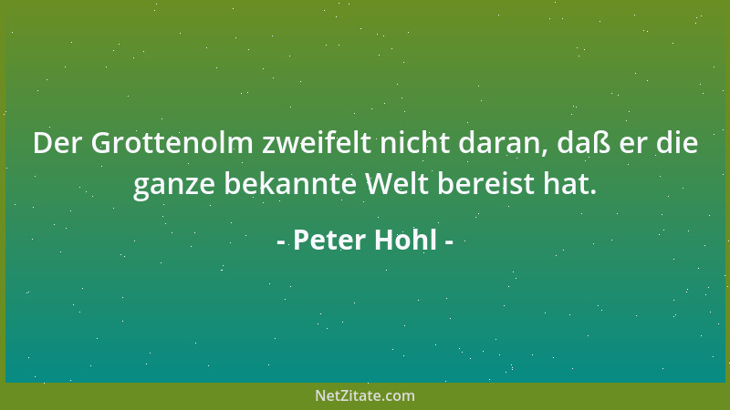 Peter Hohl - Erfahrung ist nur in der Rückschau wahrnehmbar. Wer keine hat, kann ihr Fehlen nicht erkennen....