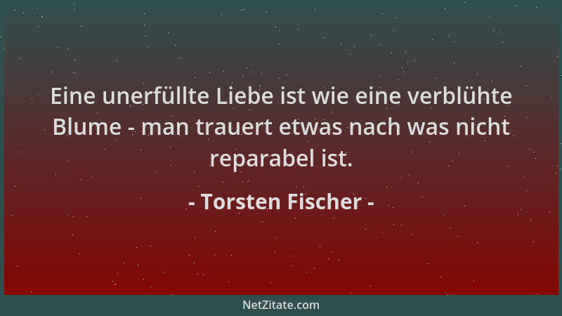 Torsten Fischer - Eine unerfüllte Liebe ist wie eine verblühte Blume - man trauert etwas nach was nicht reparabel ist....