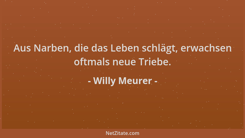 Willy Meurer - Aus Narben, die das Leben schlägt, erwachsen oftmals neue Triebe....