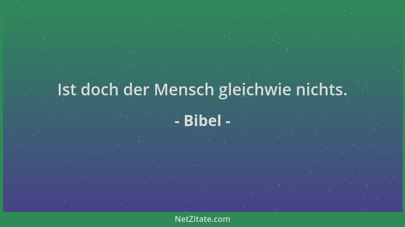 Bibel - Ist doch der Mensch gleichwie nichts....