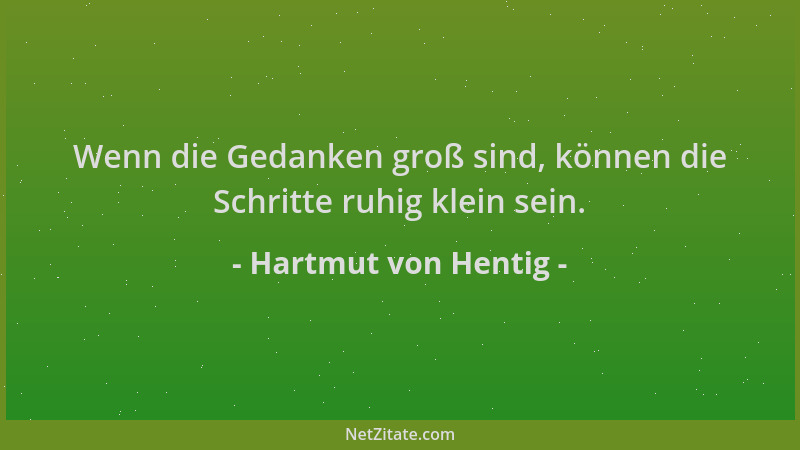 Hartmut von Hentig - Wenn die Gedanken groß sind, können die Schritte ruhig klein sein....