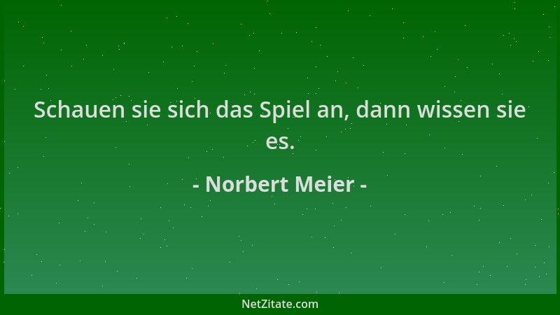 Norbert Meier - Schauen sie sich das Spiel an, dann wissen sie es....