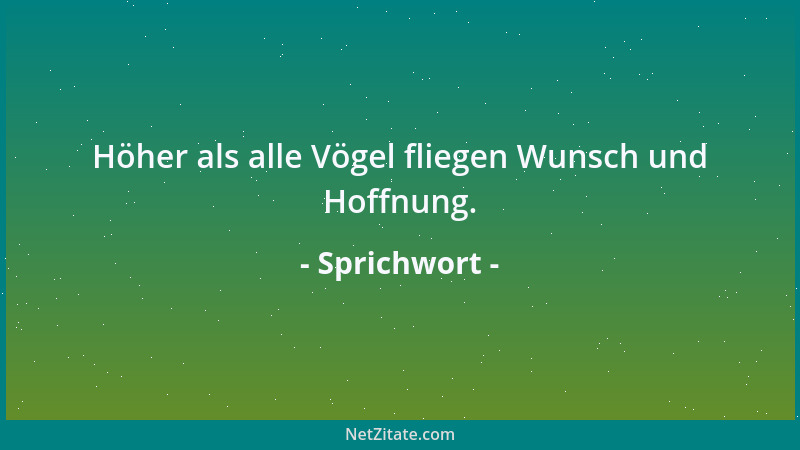 Sprichwort - Höher als alle Vögel fliegen Wunsch und Hoffnung....
