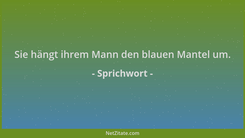 Sprichwort - Sie hängt ihrem Mann den blauen Mantel um....
