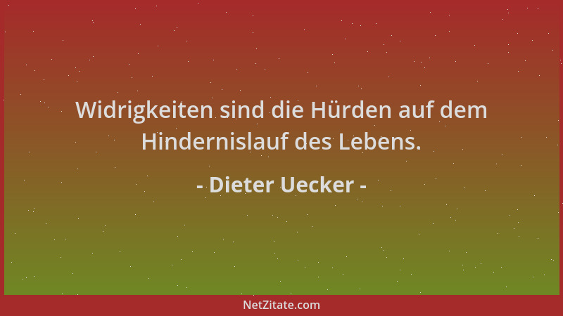 Dieter Uecker - Widrigkeiten sind die Hürden auf dem Hindernislauf des Lebens....