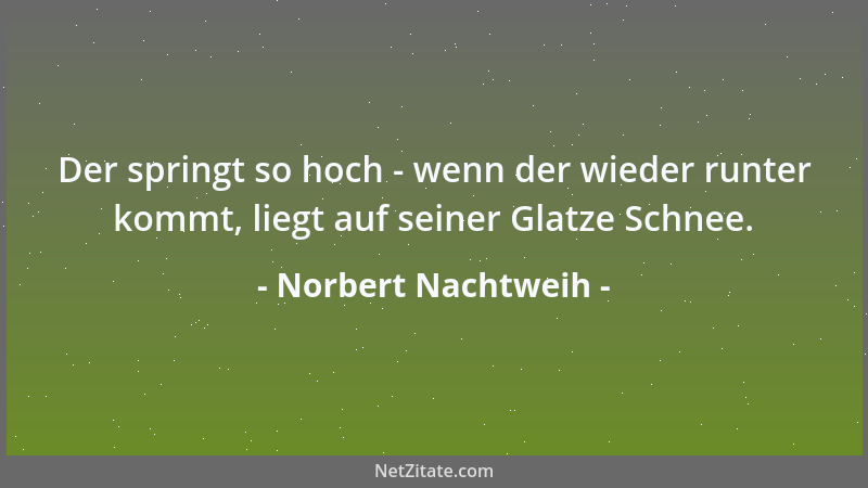 Norbert Nachtweih - Der springt so hoch - wenn der wieder runter kommt, liegt auf seiner Glatze Schnee....