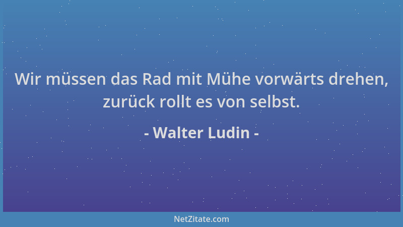 Walter Ludin - Wir müssen das Rad mit Mühe vorwärts drehen, zurück rollt es von selbst....