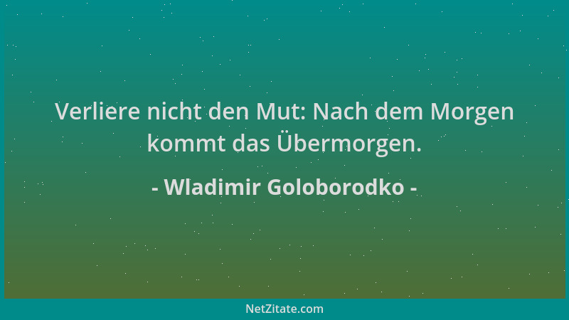 Wladimir Goloborodko - Verliere nicht den Mut: Nach dem Morgen kommt das Übermorgen....