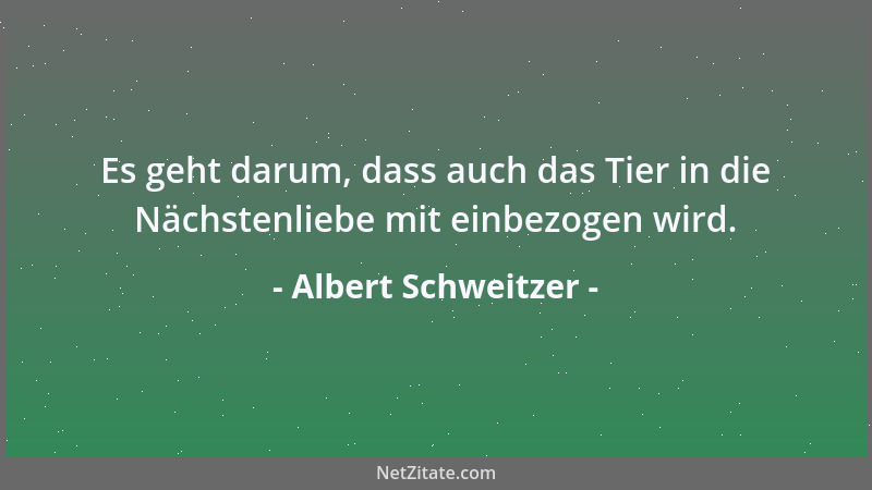Albert Schweitzer - Es geht darum, dass auch das Tier in die Nächstenliebe mit einbezogen wird....