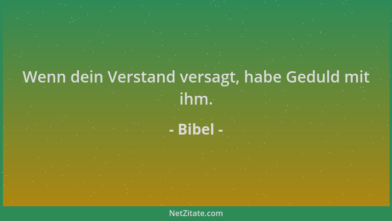 Bibel - Wenn dein Verstand versagt, habe Geduld mit ihm....