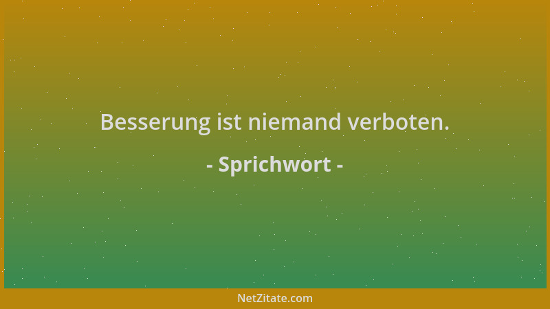 Sprichwort - Besserung ist niemand verboten....