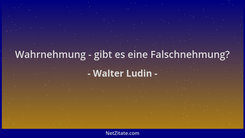 Walter Ludin - Wahrnehmung - gibt es eine Falschnehmung?...