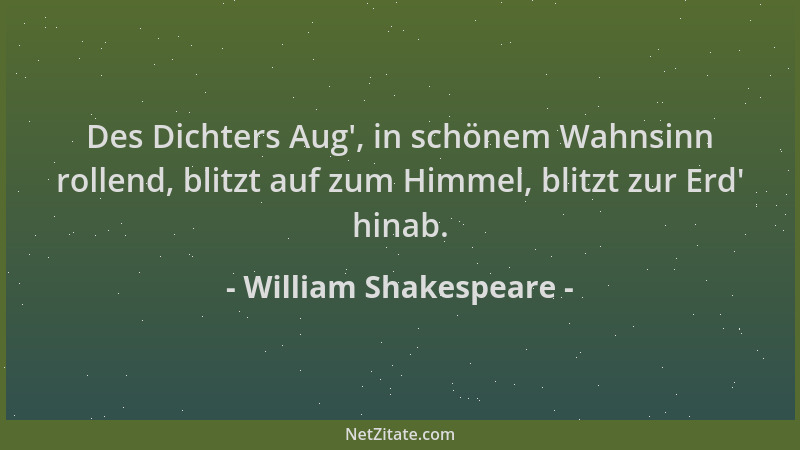 William Shakespeare - Des Dichters Aug ', in schönem Wahnsinn rollend, blitzt auf zum Himmel, blitzt zur Erd ' hinab....