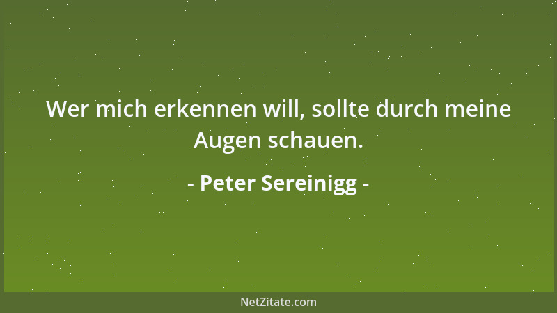 Peter Sereinigg - Wer mich erkennen will, sollte durch meine Augen schauen....