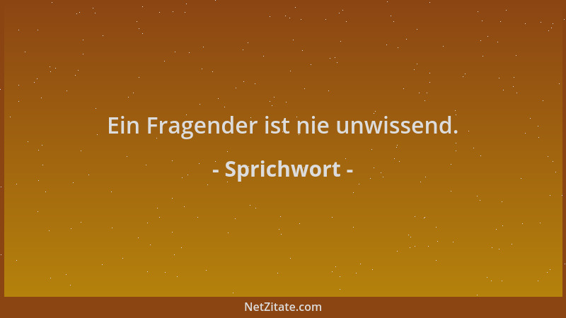Sprichwort - Ein Fragender ist nie unwissend....