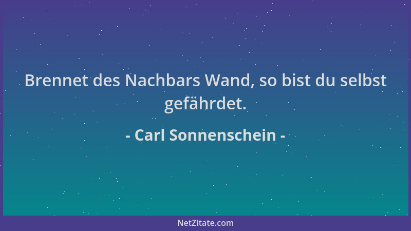 Carl Sonnenschein - Brennet des Nachbars Wand, so bist du selbst gefährdet....